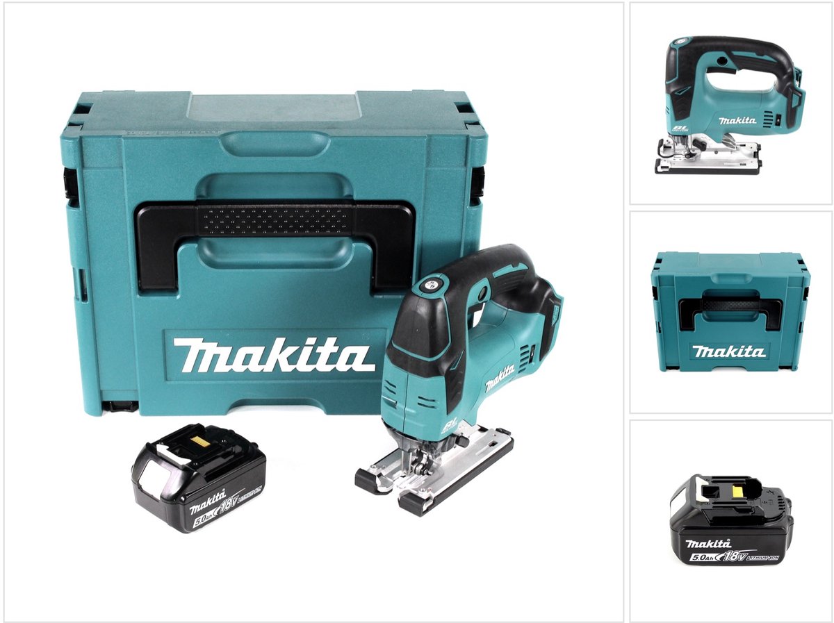 De Makita DJV 182 T1J accu decoupeerzaag 18V borstelloos + accu 5.0Ah + Makpac in één oogopslag