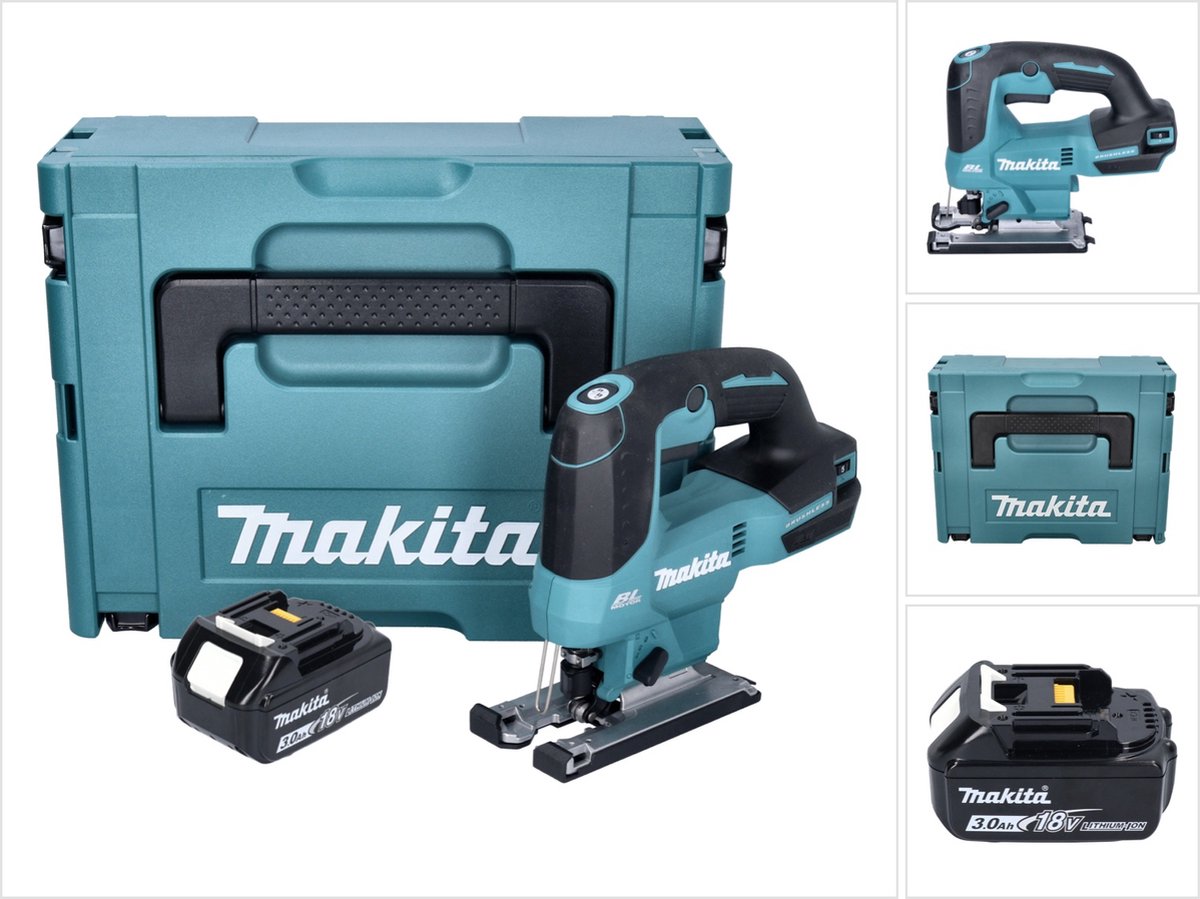 De Makita DJV 184 F1J accu-pendeldecoupeerzaag 18V borstelloos + 1x 3.0 Ah accu + Makpac in één oogopslag
