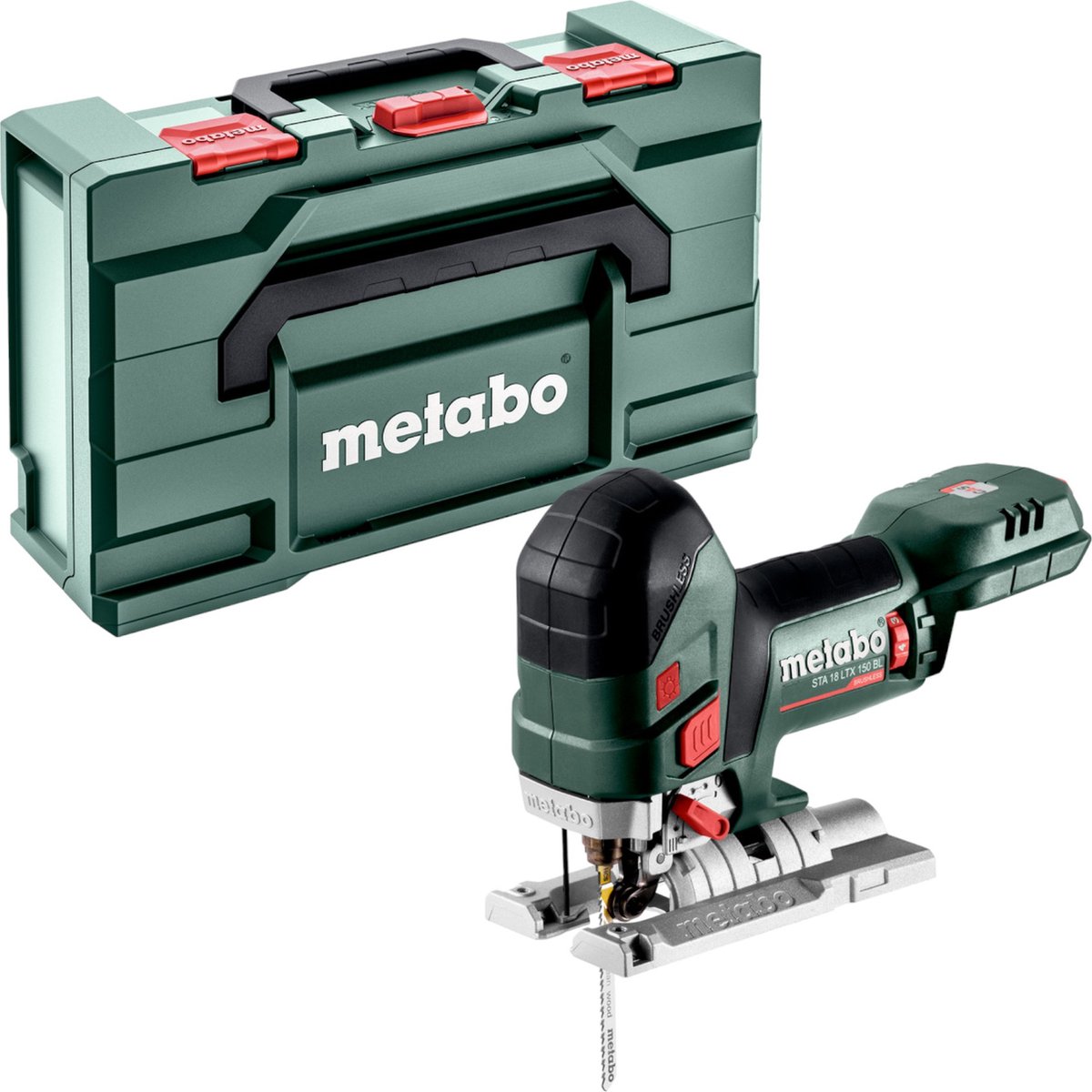 De Metabo STA 18 LTX 150 BL accudecoupeerzaag 18 V + Metabox zonder accu en oplader in één oogopslag