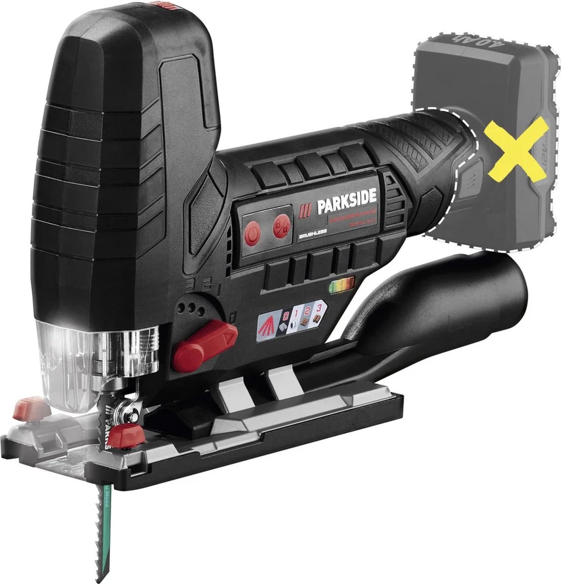 De PARKSIDE PERFORMANCE® Accu-decoupeerzaag 12V zonder accu in één oogopslag