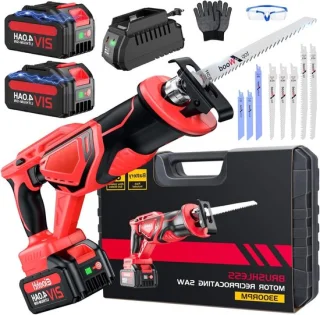 Reciprozaag accu - borstelloze motor - 8-delige set - roze