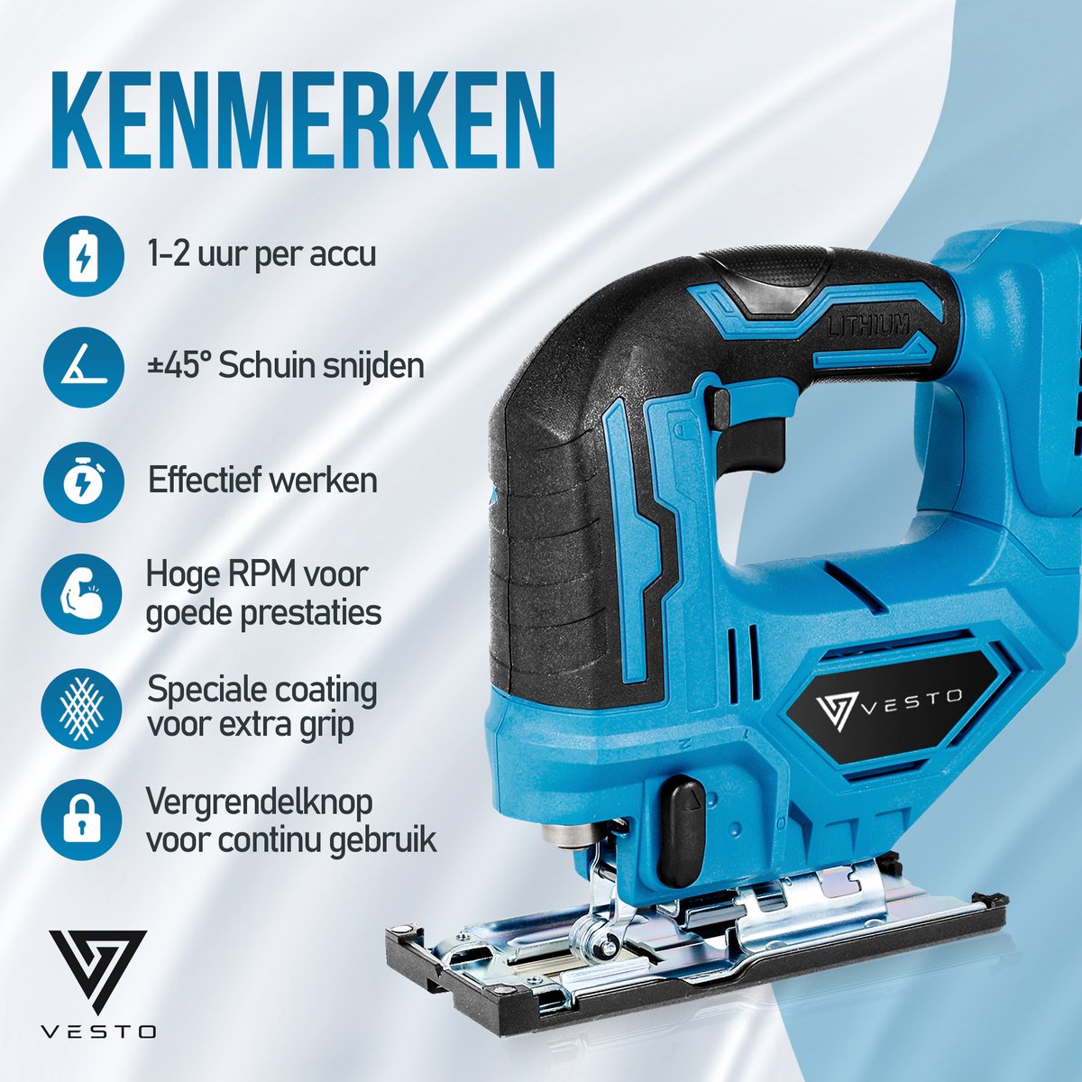 Vesto Accu Decoupeerzaag 21V Li-Ion Draadloos Met Koffer