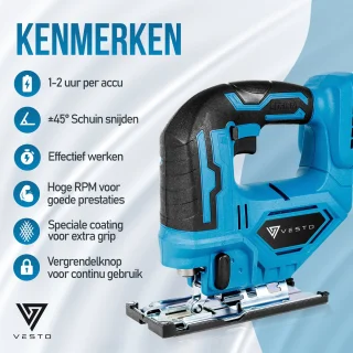 Vesto Accu Decoupeerzaag 21V Li-Ion Draadloos Met Koffer