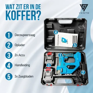 Vesto Accu Decoupeerzaag 21V Li-Ion Draadloos Met Koffer