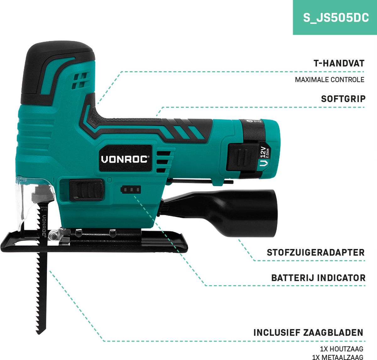 VONROC Accu Decoupeerzaag 12V