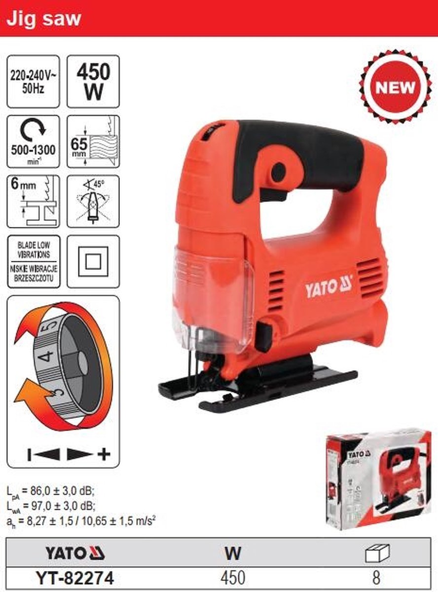 YATO Decoupeerzaag 450W 3100 min-1