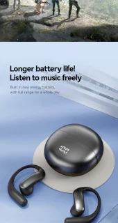 Oortjes Draadloos- Open-Ear-Bone Conduction headphone-Sport Volledig Draadloze on-ear Oortjes -Bluetooth Headset met Oplaadcase- Bluetooth 5.4- Touch Control Open Oor waterdichte oortelefoon