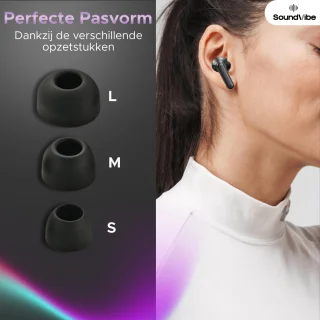 Soundvibe® - Earbuds Pro Zwart- Draadloos Met Noice Cancelling - Bluetooth Oordopjes - Noice Cancelling Hoofdtelefoon - Draadloze Oordopjes - Earbuds USB C - Wireless Earphones - Oortjes Draadloos