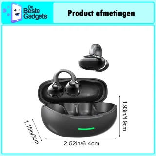 Draadloze oordopjes met Oorclip Zwart - Geschikt voor Apple en Android - Bluetooth 5.4 - Draadloze oortje Bluetooth - Sport Oordopjes - Bluetooth Oordopjes - Draadloze Oordopjes - Oortjes Draadloos - In-Ear Oordopjes - Model W18