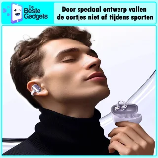 Draadloze oordopjes met Oorclip Zwart - Geschikt voor Apple en Android - Bluetooth 5.4 - Draadloze oortje Bluetooth - Sport Oordopjes - Bluetooth Oordopjes - Draadloze Oordopjes - Oortjes Draadloos - In-Ear Oordopjes - Model W18
