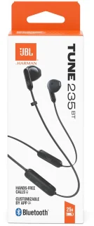 JBL Tune 235BT - Lifestyle Headphones - Wireless In-Ear - with 3-Button Mic/Remote, Flat Cable - Black