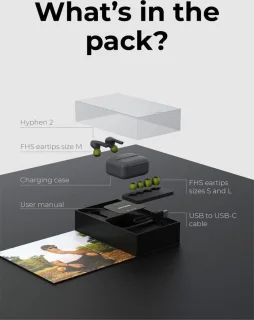 HYPHEN 2 Draadloze oordopjes Bluetooth 5.0 oortjes l Earpods draadloos met 36 uur batterij l Grijs