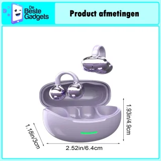 Draadloze oordopjes met Oorclip Paars - Geschikt voor Apple en Android - Bluetooth 5.4 - Draadloze oortje Bluetooth - Sport Oordopjes - Bluetooth Oordopjes - Draadloze Oordopjes - Oortjes Draadloos - In-Ear Oordopjes - Model W18