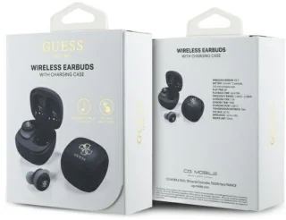 Guess Bluetooth-Hoofdtelefoon Voor Iphone 11 12 13 14 Zwart Iriserend Logo Tws