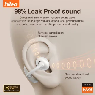 hileo hi85 - Draadloze Oordopjes met Oplaadcase – Zwart - Ear clip Air Conduction - Sport - Open-Ear - Bluetooth V6.0 – Draadloze oortjes – Geschikt voor IOS/Android - HD audio