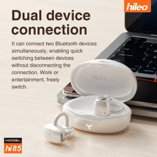 hileo hi85 - Draadloze Oordopjes met Oplaadcase – Zwart - Ear clip Air Conduction - Sport - Open-Ear - Bluetooth V6.0 – Draadloze oortjes – Geschikt voor IOS/Android - HD audio
