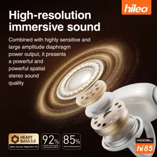hileo hi85 - Draadloze Oordopjes met Oplaadcase – Zwart - Ear clip Air Conduction - Sport - Open-Ear - Bluetooth V6.0 – Draadloze oortjes – Geschikt voor IOS/Android - HD audio
