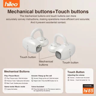 hileo hi85 - Draadloze Oordopjes met Oplaadcase – Zwart - Ear clip Air Conduction - Sport - Open-Ear - Bluetooth V6.0 – Draadloze oortjes – Geschikt voor IOS/Android - HD audio