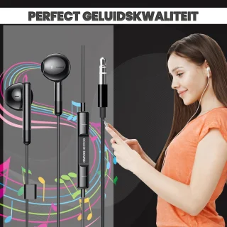 Golden Sound bedrade oordopjes - Oordopjes met draad en microfoon - Jack 3.5mm aansluiting - Zwart