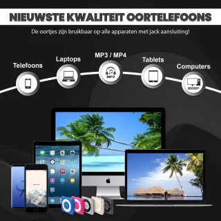Golden Sound bedrade oordopjes - Oordopjes met draad en microfoon - Jack 3.5mm aansluiting - Zwart