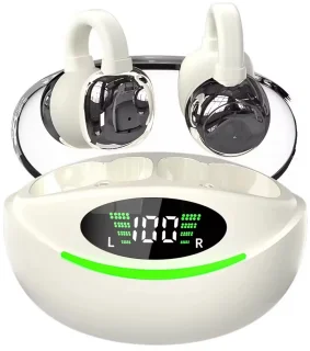 Draadloze oordopjes met Oorclip Wit - Geschikt voor Apple en Android - Bluetooth 5.3 - Draadloze oortje Bluetooth - Sport Oordopjes - Bluetooth Oordopjes - Draadloze Oordopjes - Oortjes Draadloos - In-Ear Oordopjes