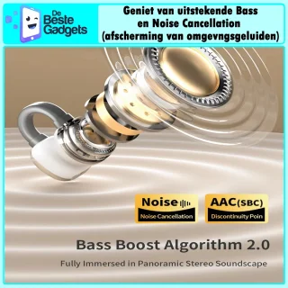 Draadloze oordopjes met Oorclip Wit - Geschikt voor Apple en Android - Bluetooth 5.3 - Draadloze oortje Bluetooth - Sport Oordopjes - Bluetooth Oordopjes - Draadloze Oordopjes - Oortjes Draadloos - In-Ear Oordopjes