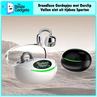 Draadloze oordopjes met Oorclip Wit - Geschikt voor Apple en Android - Bluetooth 5.3 - Draadloze oortje Bluetooth - Sport Oordopjes - Bluetooth Oordopjes - Draadloze Oordopjes - Oortjes Draadloos - In-Ear Oordopjes