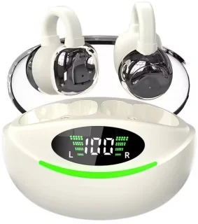 Draadloze oordopjes met Oorclip Wit - Geschikt voor Apple en Android - Bluetooth 5.3 - Draadloze oortje Bluetooth - Sport Oordopjes - Bluetooth Oordopjes - Draadloze Oordopjes - Oortjes Draadloos - In-Ear Oordopjes