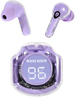 TUNIQ Wireless Earplugs - Draadloos Oordopje - Paars - Oplaadcase met Digitaal Batterijdisplay