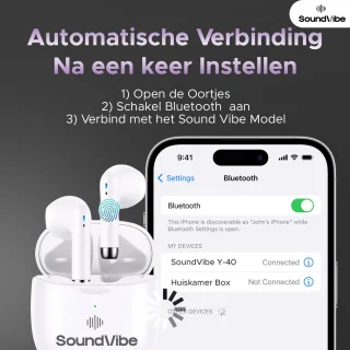 SoundVibe® - Earbuds Draadloos Met Noice Cancelling - Wit - Bluetooth Oordopjes - Noice Cancelling Hoofdtelefoon - Draadloze Oordopjes - Oortjes Draadloos
