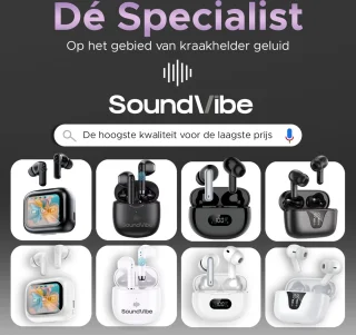 SoundVibe® - Earbuds Draadloos Met Noice Cancelling - Wit - Bluetooth Oordopjes - Noice Cancelling Hoofdtelefoon - Draadloze Oordopjes - Oortjes Draadloos