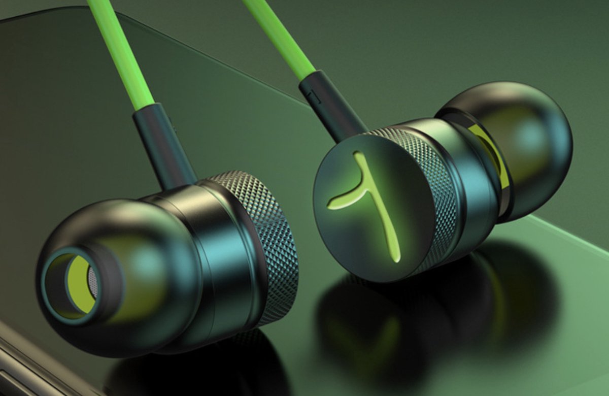 2x Bedrade In Ear Oordopjes Groen Met Microfoon 3,5mm Jack