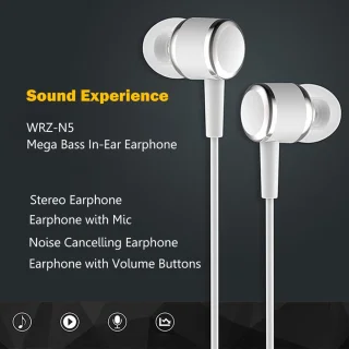 2x Bedrade In Ear Oordopjes met Microfoon 3,5mm Wit