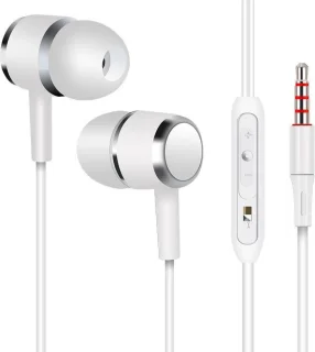 2x Bedrade In Ear Oordopjes met Microfoon 3,5mm Wit