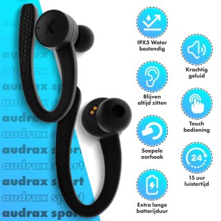 Audrax Sport Volledig Draadloze Sport Oordopjes Zwart