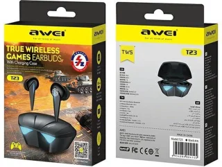 AWEI T23 TWS Bluetooth 5.0 hoofdtelefoon met gaming docking station zwart