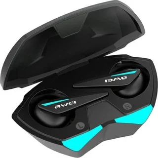 AWEI T23 TWS Bluetooth 5.0 hoofdtelefoon met gaming docking station zwart