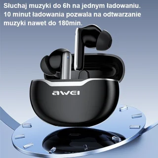 AWEI T50 Bluetooth 5.3 TWS hoofdtelefoon met dockingstation zwart