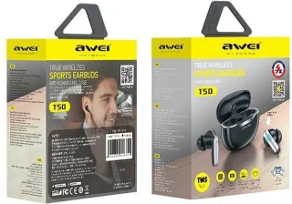 AWEI T50 Bluetooth 5.3 TWS hoofdtelefoon met dockingstation zwart