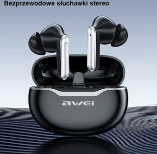 AWEI T50 Bluetooth 5.3 TWS hoofdtelefoon met dockingstation zwart
