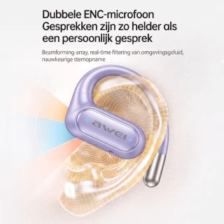Awei T93 sport oordopjes open-ear oorclips draadloos paars