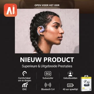 Awei T93 sport oordopjes open-ear oorclips draadloos paars