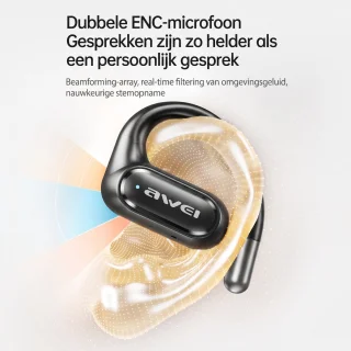 AWEI T93 Sport oordopjes - Open-ear oorclips - Draadloos - Zwart