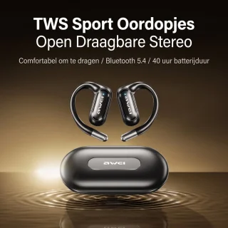AWEI T93 Sport oordopjes - Open-ear oorclips - Draadloos - Zwart