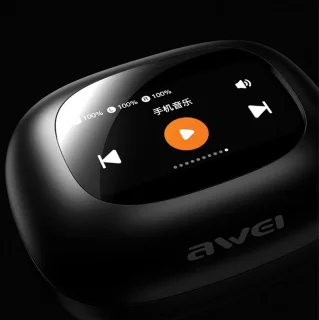 AWEI TP97 Bluetooth 5.4 TWS hoofdtelefoon zwart met dockingstation