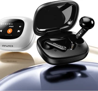 AWEI TP97 Bluetooth 5.4 TWS hoofdtelefoon zwart met dockingstation