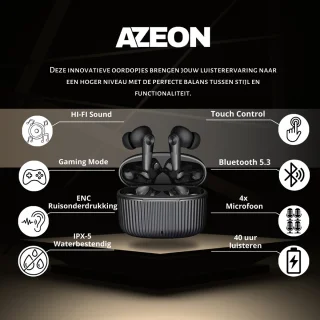 AZEON Draadloze Oordopjes Zwart