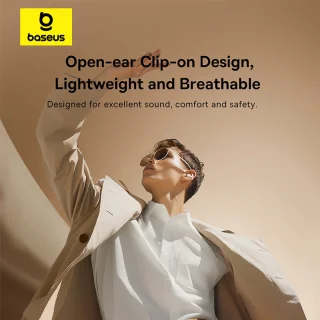 Baseus Bass 15 Clip Draadloze Open-Ear Oordopjes Wit
