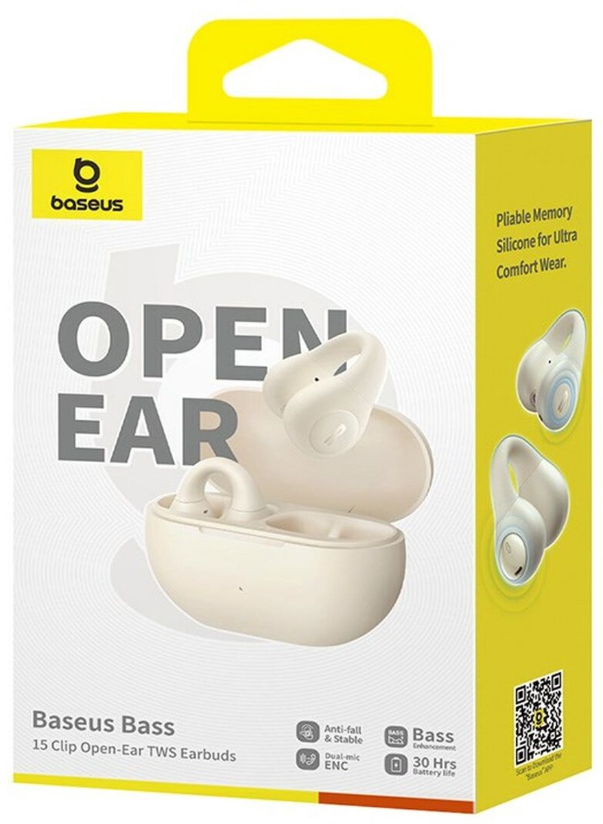 Baseus Bass 15 Clip Draadloze Open-Ear Oordopjes Wit