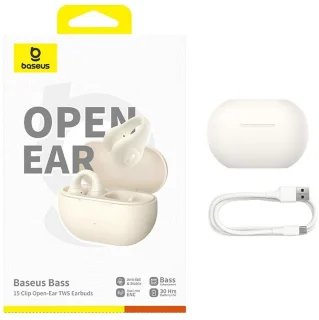 Baseus Bass 15 Clip Draadloze Open-Ear Oordopjes Wit